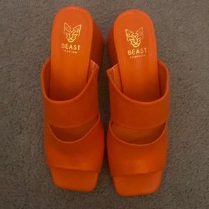 Beast brand orange chunky heels